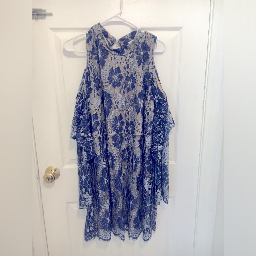 Beautiful blue cold shoulder dress